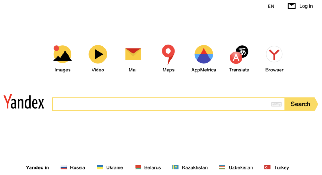 màn hình đầu tiên yandex